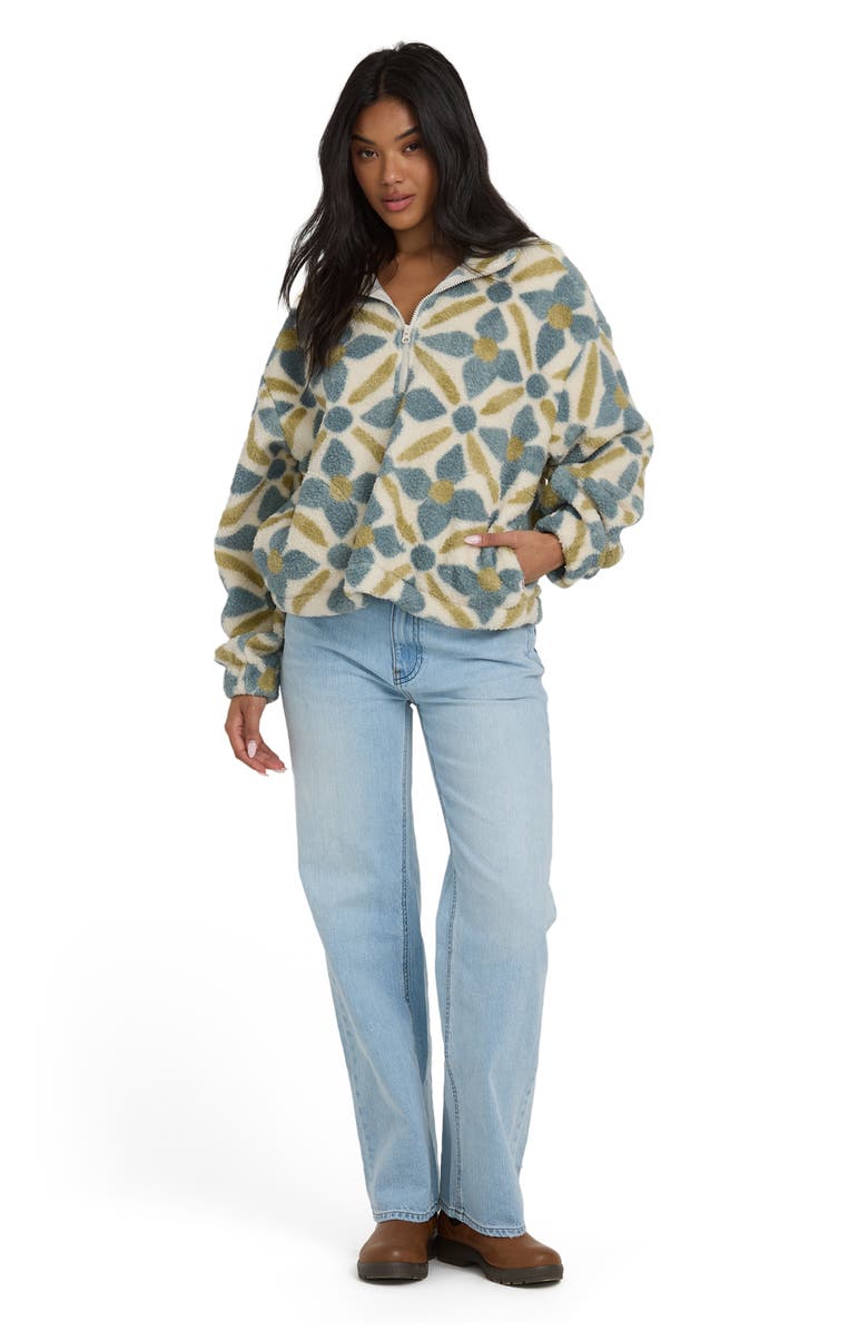 Billabong All the Time High Pile Fleece Quarter Zip Pullover, Alternate, color, Mason Blue