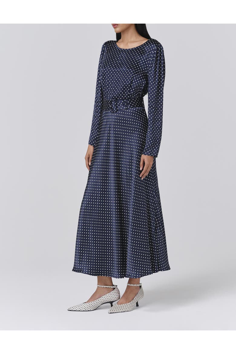 Sophia Polka Dot Belted Midi Dress, Alternate, color, Navy Spot