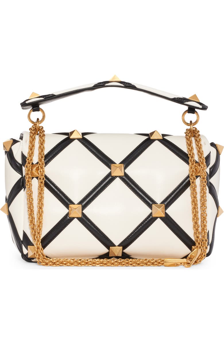Valentino Garavani Large Roman Stud Inlay Leather Top Handle Bag, Alternate, color,