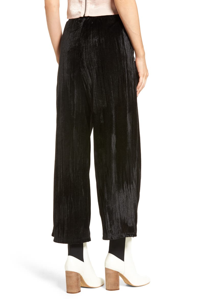 Velvet Culottes, Alternate, color, BLACK