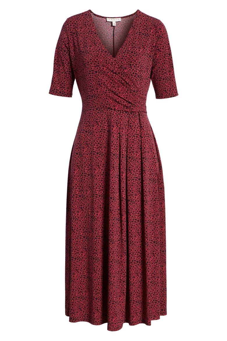 Ring Print Midi Dress, Alternate, color, RICH BLACK