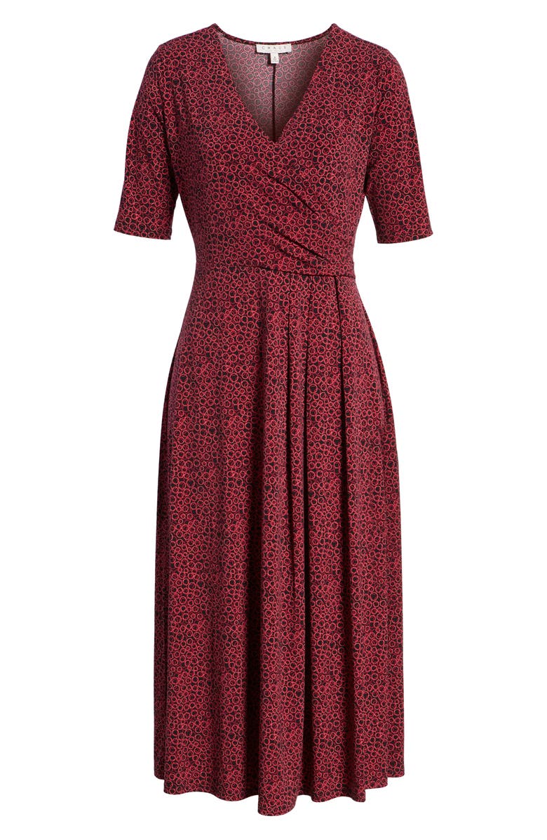 Chaus Ring Print Midi Dress, Alternate, color, Rich Black