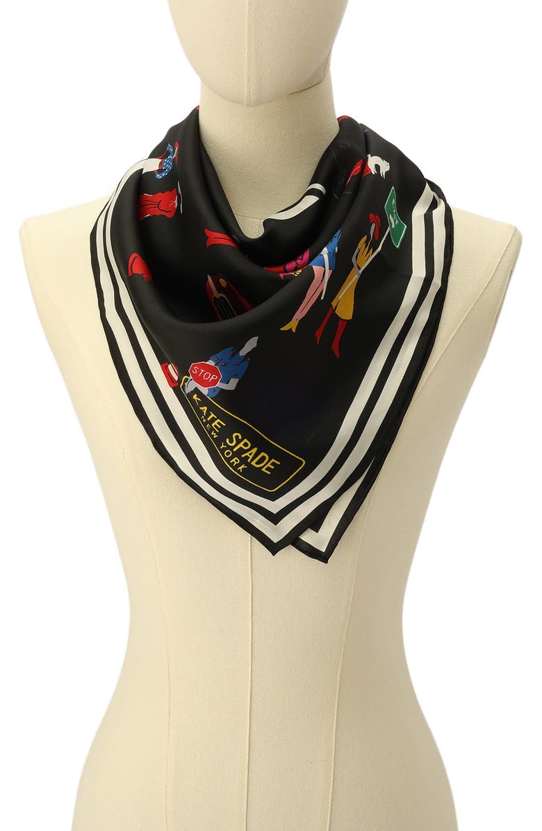 Kate Spade New York ladies crossing silk square scarf, Alternate, color,