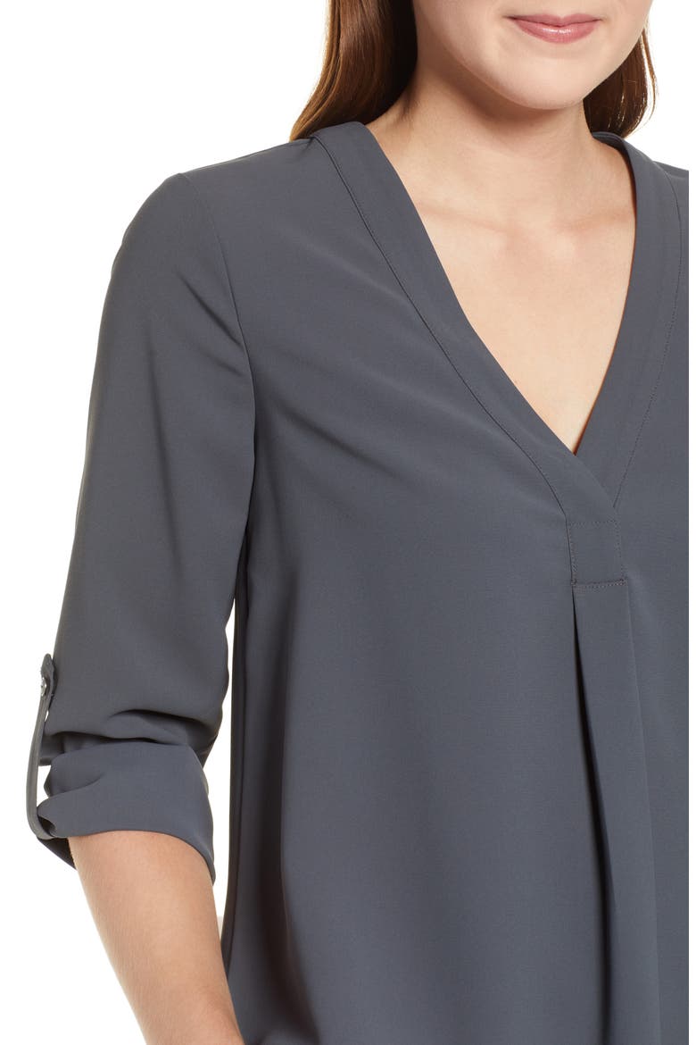 Roll Tab Sleeve Tunic, Alternate, color, GREY