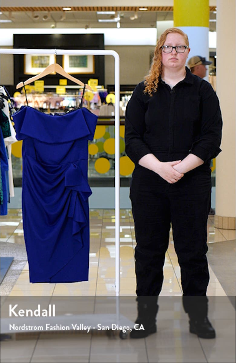 Off the Shoulder Side Ruched Cocktail Midi Dress, sales video thumbnail