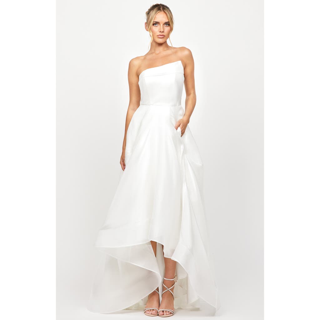 Bariano Faiy Asymertric Hi Low Gown In White
