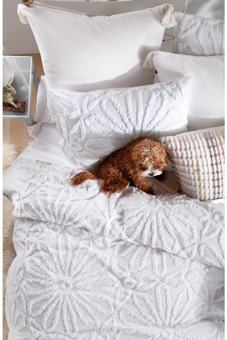 Chenille Medallion Comforter & Sham Set, Alternate, color, WHITE