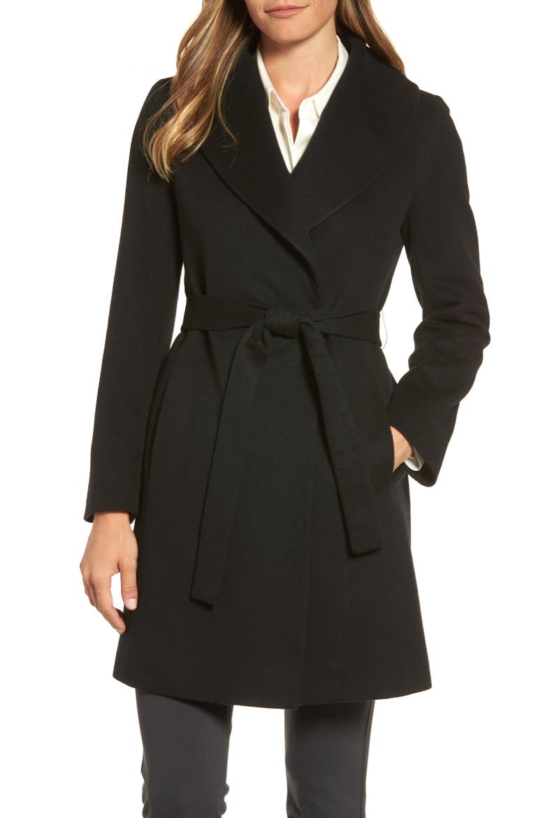 Shawl Collar Cashmere Wrap Coat, Main, color, BLACK