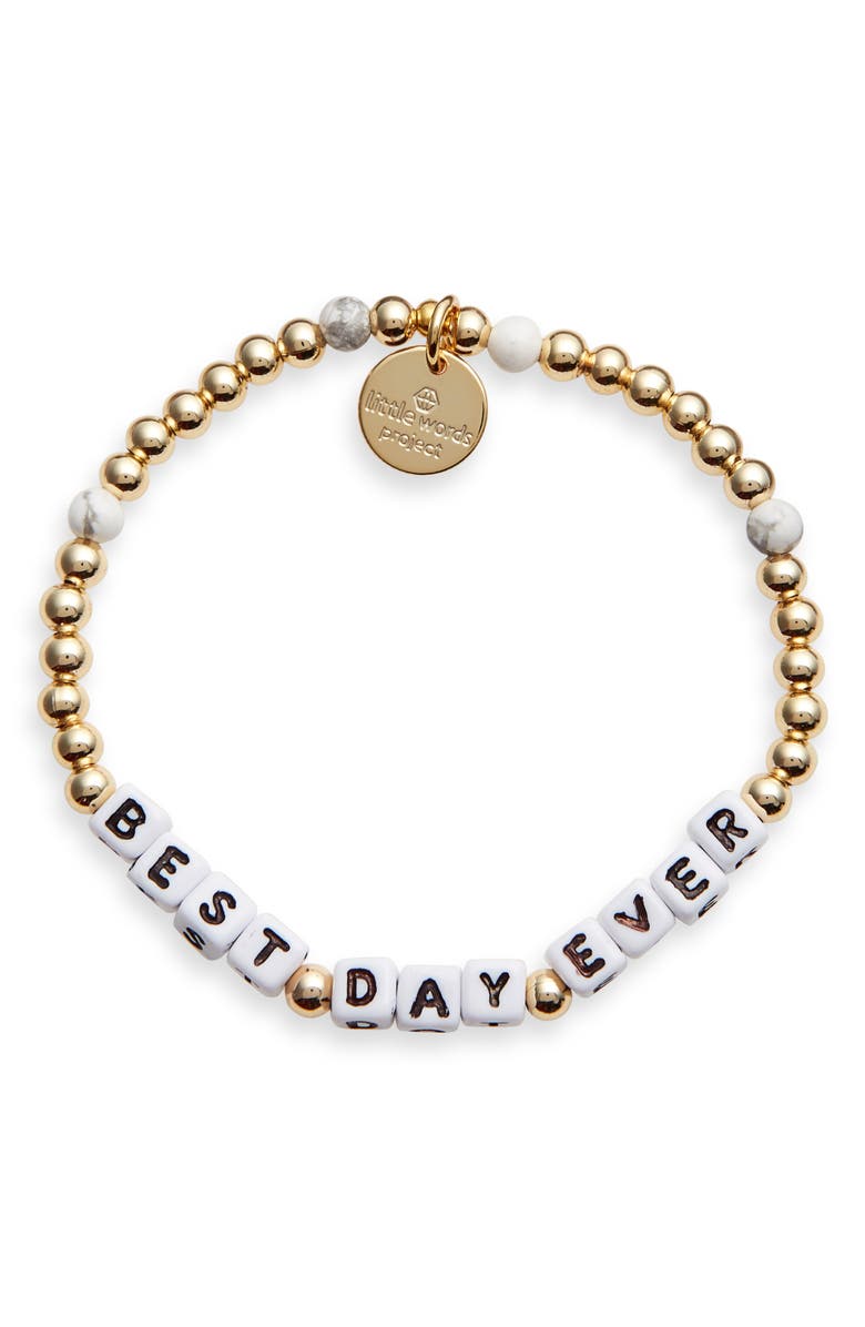 Little Words Project Best Day Ever Beaded Stretch Bracelet, Main, color,