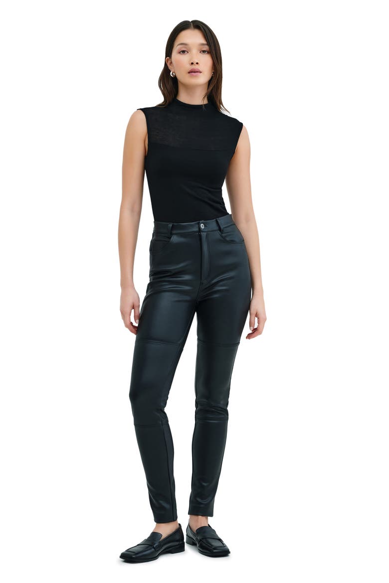 Mei Faux Leather Pants, Alternate, color, BLACK