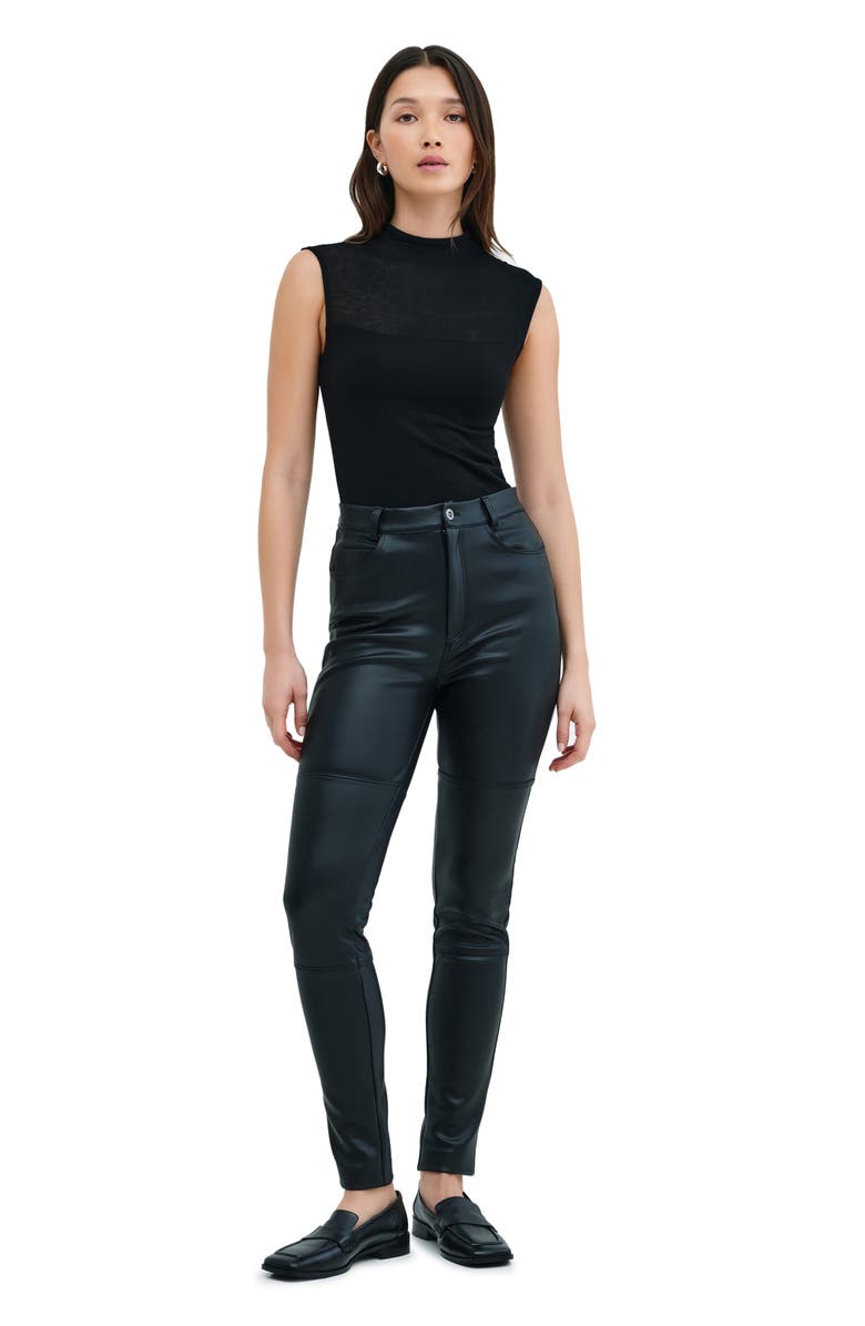 Marcella Mei Faux Leather Pants, Alternate, color, Black