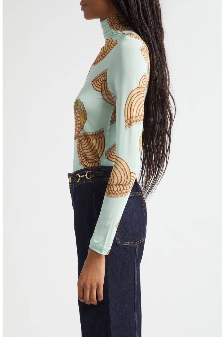 Aurelia Butterfly Print Turtleneck Top, Alternate, color, WATER BLOSSOMS