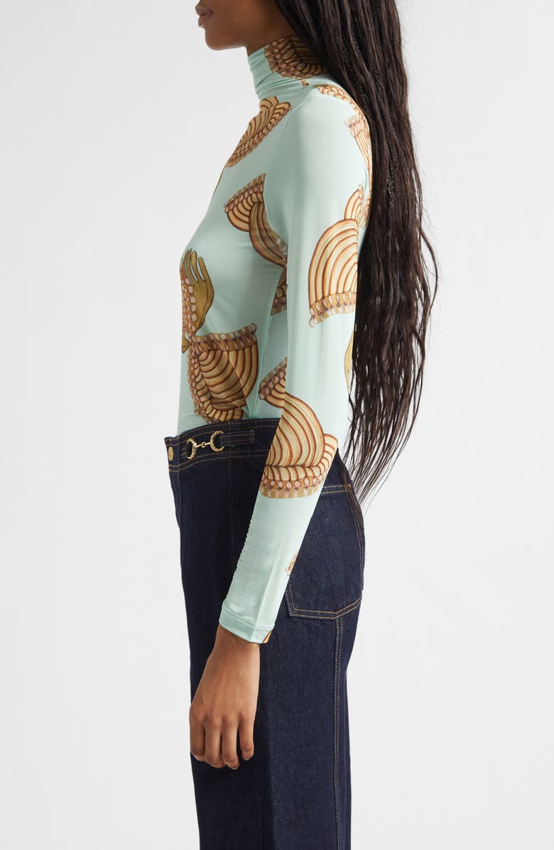 Ulla Johnson Aurelia Butterfly Print Turtleneck Top, Alternate, color, Water Blossoms