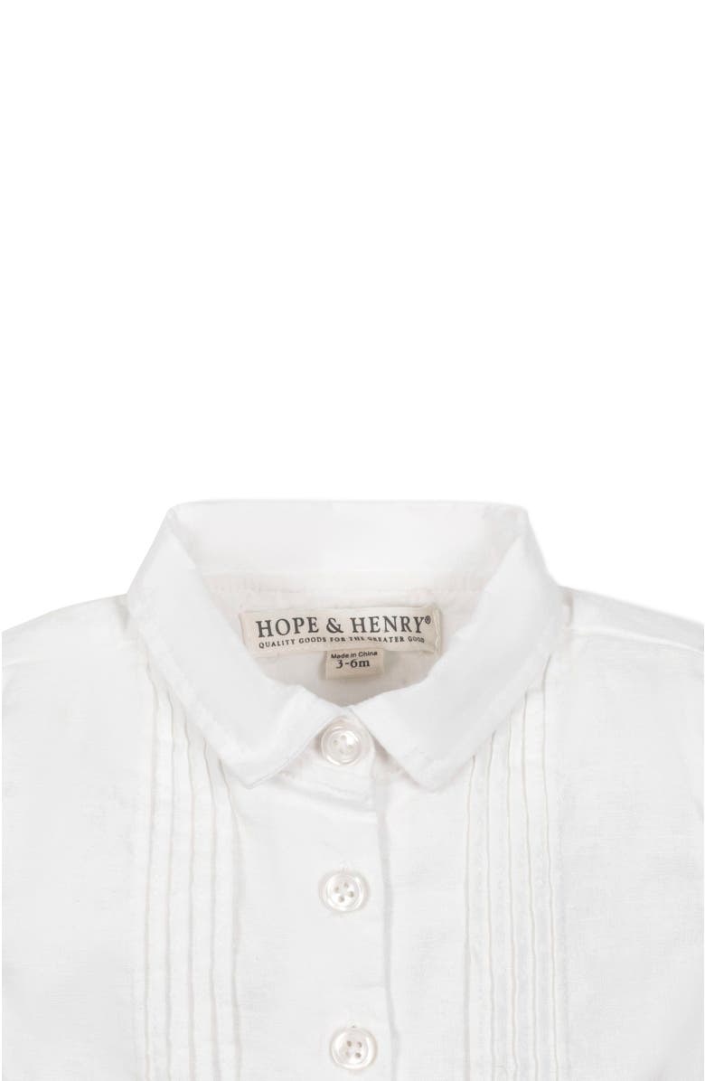 Hope & Henry Baby Linen Pintuck Romper, Infant, Alternate, color, Soft White Pintuck