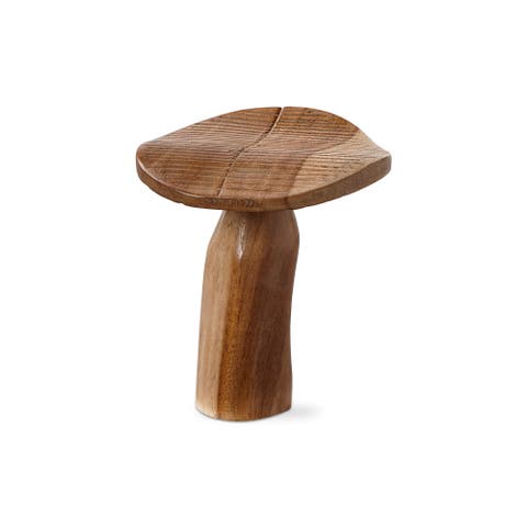 Wood Mushroom Garden Sculpture Natural Decor for Summer