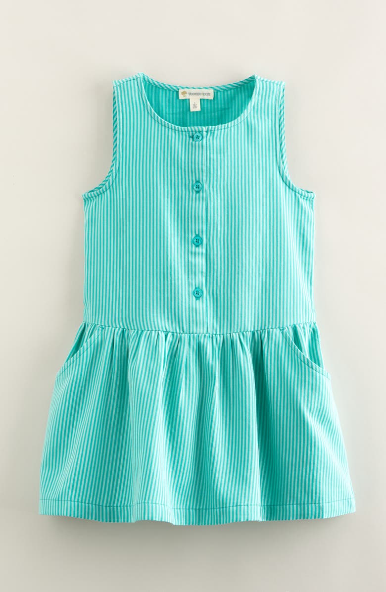 Tucker + Tate Kids' Stripe Sleeveless Cotton Drop Waist Dress, Main, color, Green Aquamarine Lena Stripe