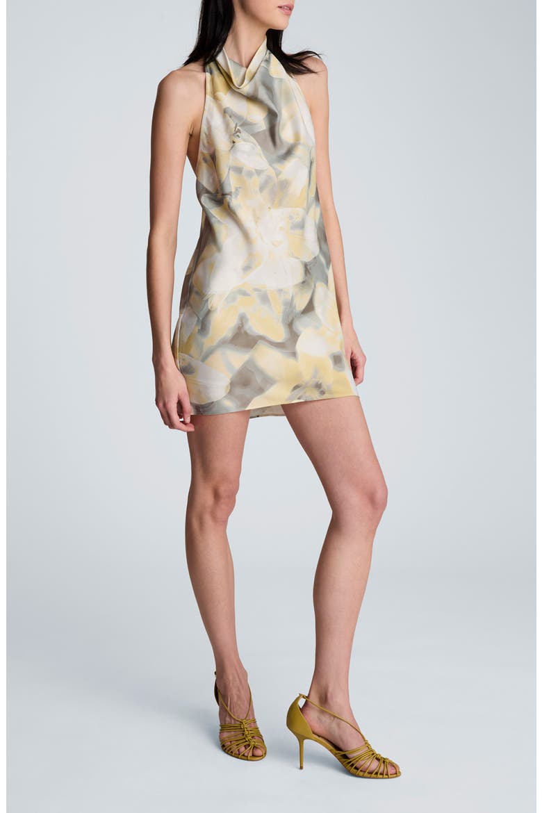 Cowl Neck Strappy Minidress, Alternate, color, PASTEL YELLOW MULTI