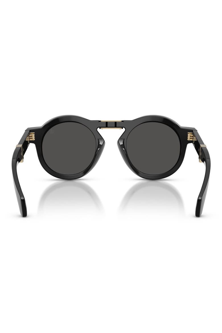 Glisse 47mm Small Round Sunglasses, Alternate, color, BLACK / DARK GREY SOLID