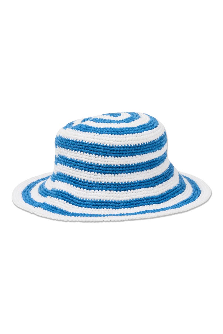 Beach Babe Stripe Cotton Bucket Hat, Alternate, color, TRUE BLUE