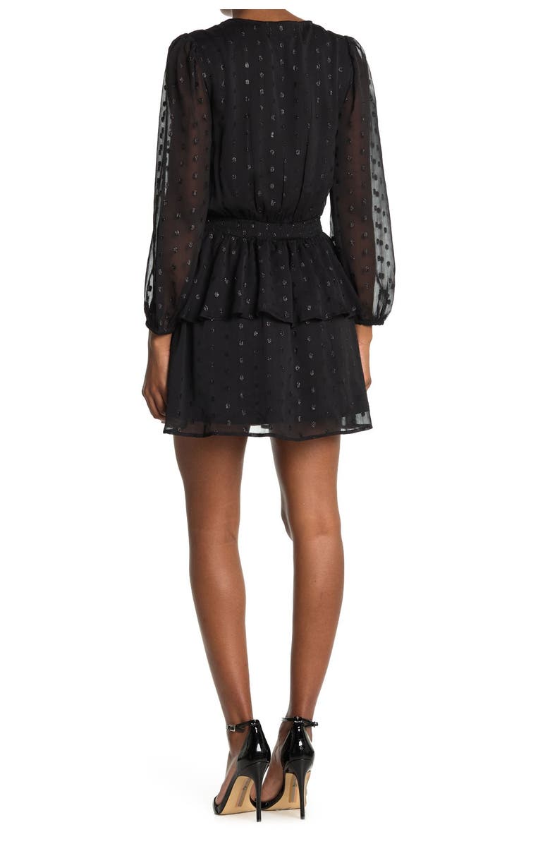 NSR Tyler Metallic Long Sleeve Clip Dot Minidress, Alternate, color, 