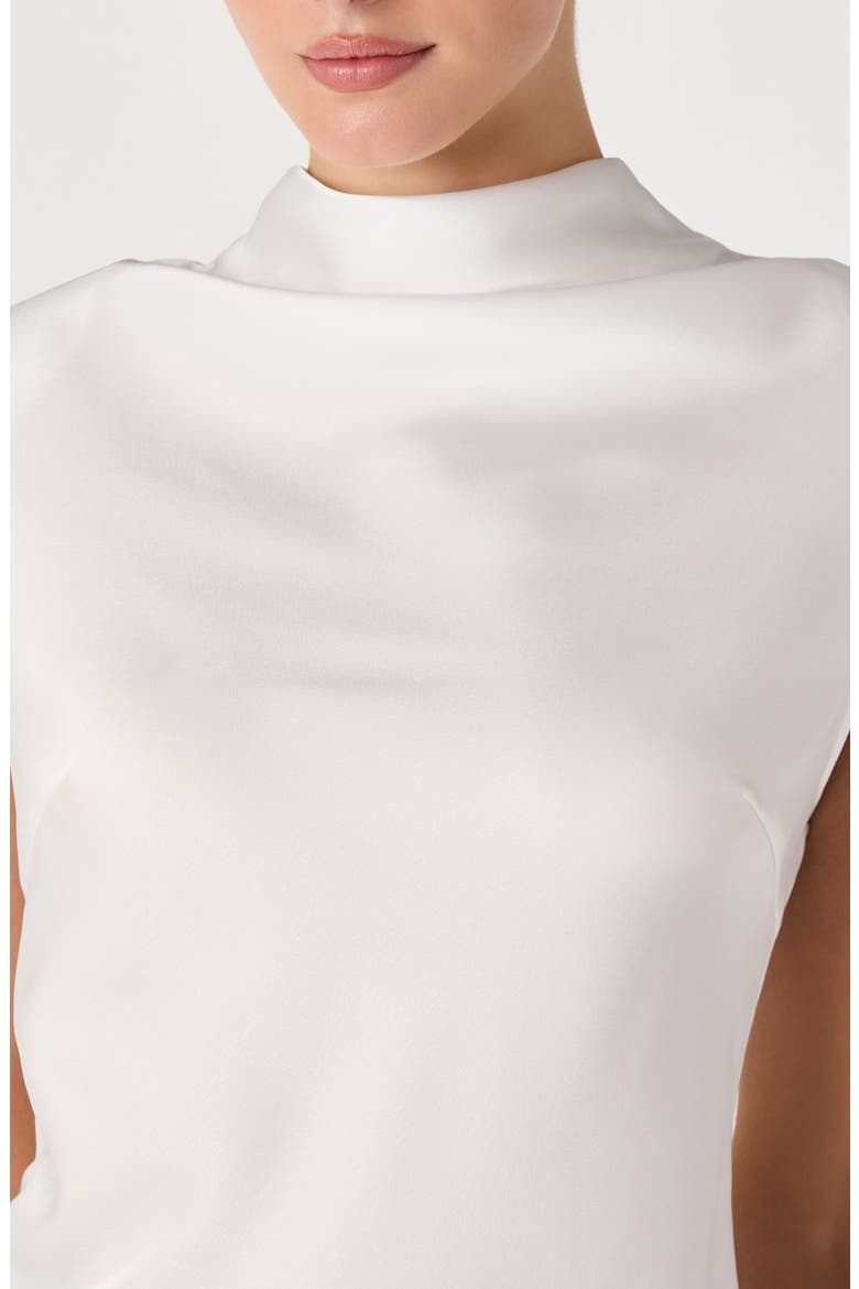 Falon Mock Neck Satin Top, Alternate, color, WHITE