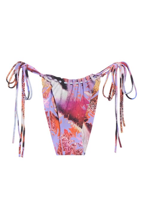 Raw Edge Side Tie Bikini Bottoms