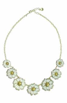 OLIVIA WELLES Crystal Floral Collar Necklace