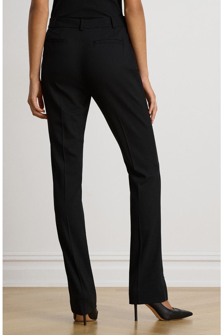 Satin-Trim Wool Crepe Straight Leg Pants, Alternate, color, BLACK