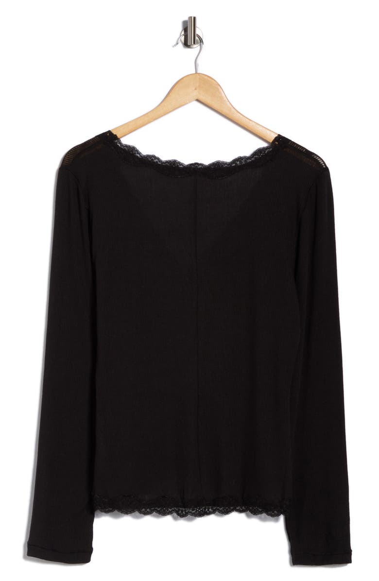 Free People Big Love Lace Trim Knit Button-Up Top, Alternate, color, 