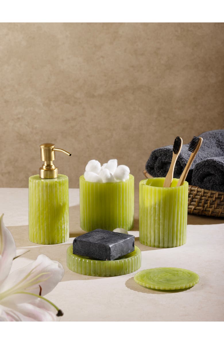 GAURI KOHLI Porto Green Bath Accessories, Set of 4, Alternate, color, Green