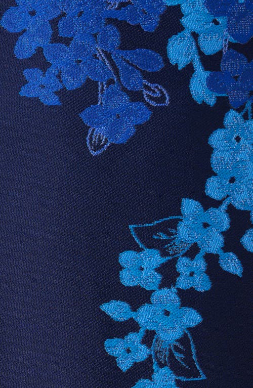 Adrianna Papell Border Sleeveless Jacquard Fit & Flare Midi Dress In Blue
