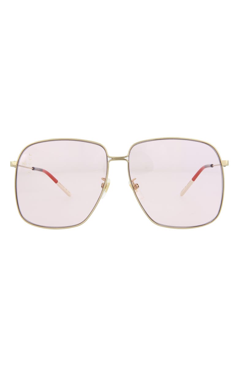 Gucci 61mm Oversize Sunglasses, Main, color, Gold Pink