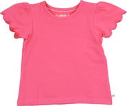 RuffleButts Toddler Girls Short Sleeve Scallop Tee
