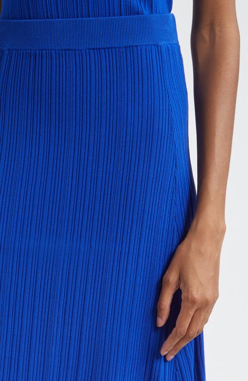 Wales Bonner Island Rib Knit Midi Skirt In Blue