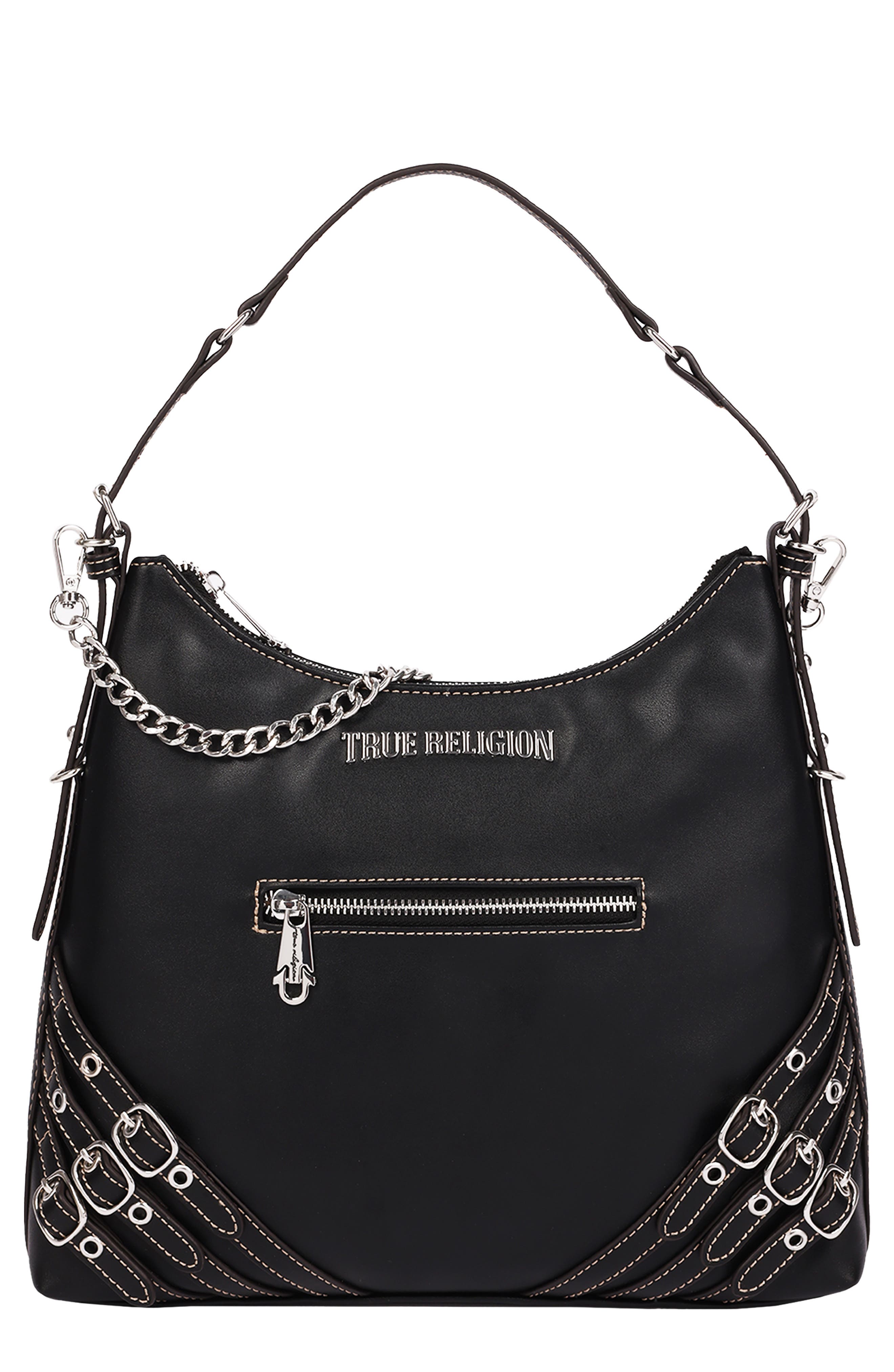 Triple Straps Large Faux Leather Hobo