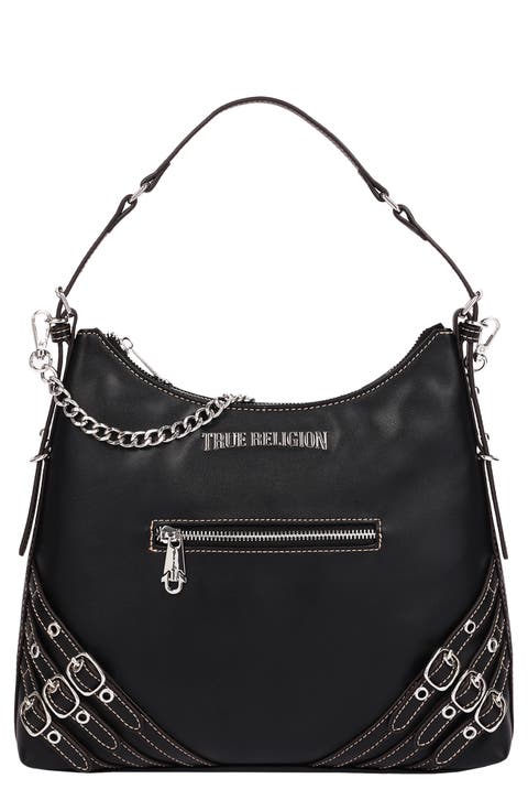 Triple Straps Large Faux Leather Hobo