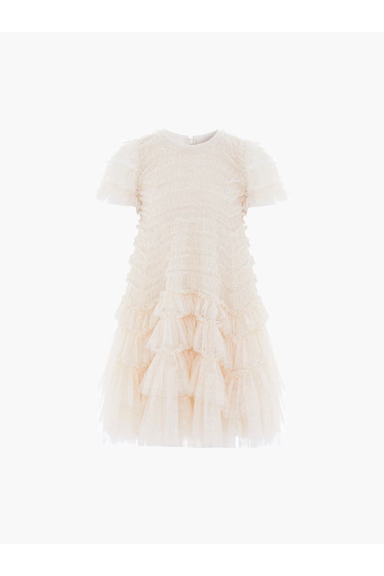 Valentine Ruffle Detail Dress, Alternate, color, Champagne