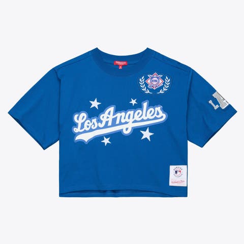 Women's Mitchell & Ness Royal Los Angeles Dodgers Pep Rally Cropped Boxy T-Shirt