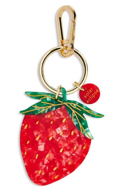 Hand Painted Strawberry Key Chain Bag Charm