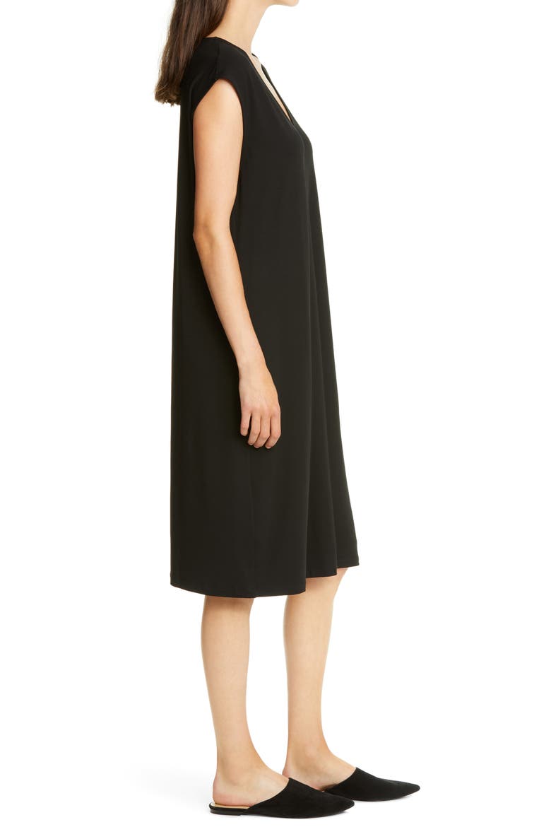 V-Neck Sleeveless Knit Dress, Alternate, color, BLACK