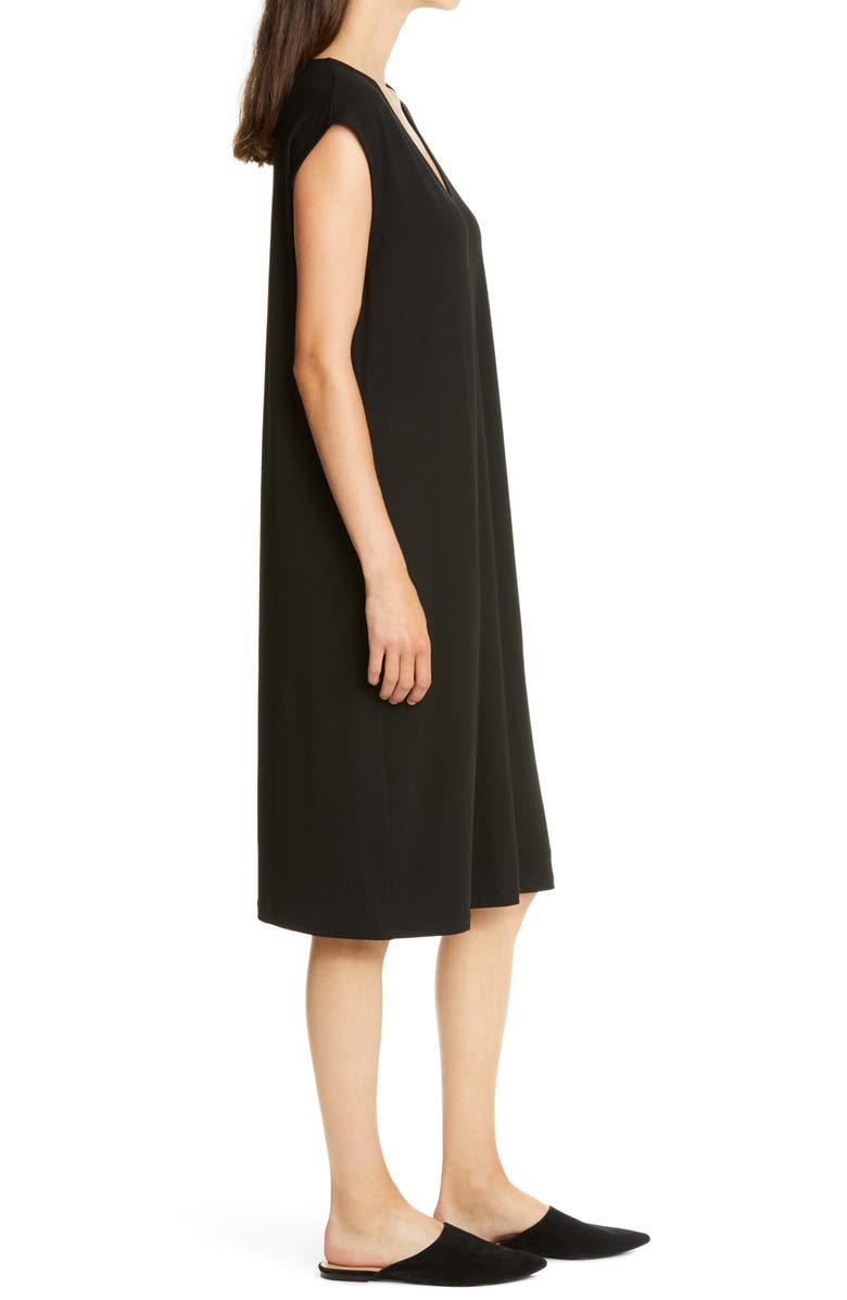 Eileen Fisher V-Neck Sleeveless Knit Dress, Alternate, color,