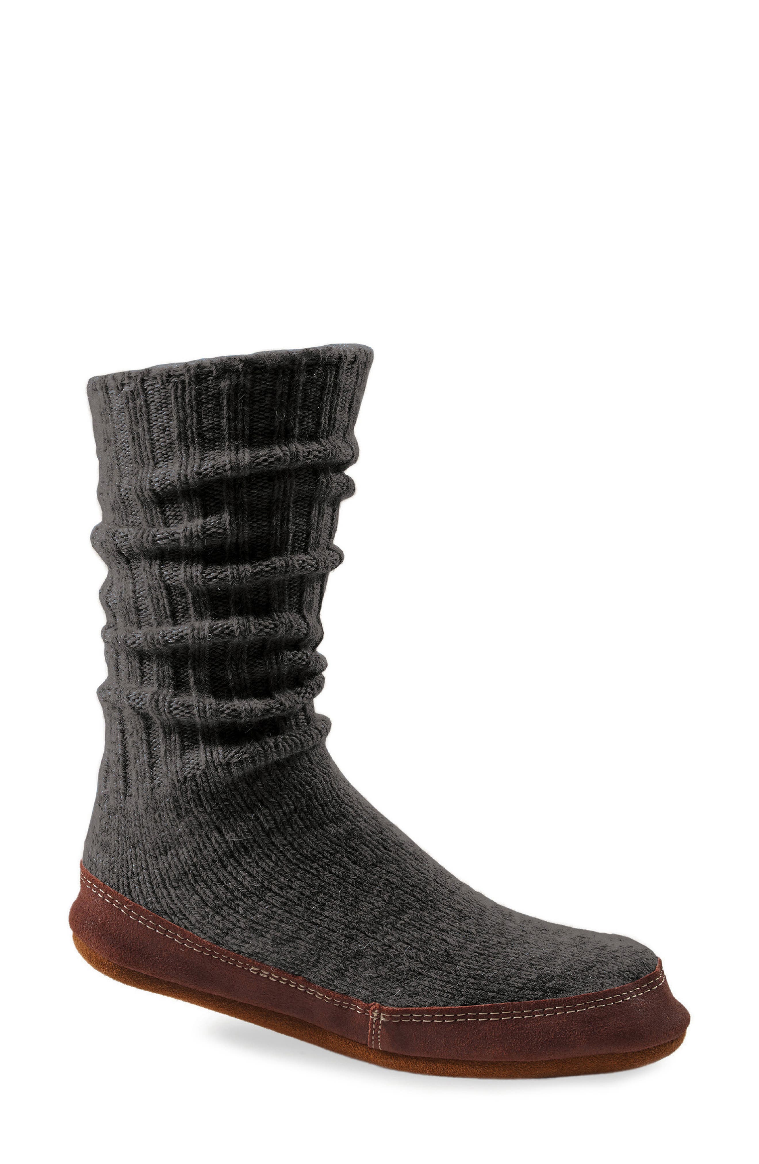 Acorn Gender Inclusive Acorn Slipper Socks, Main, color, Charcoal