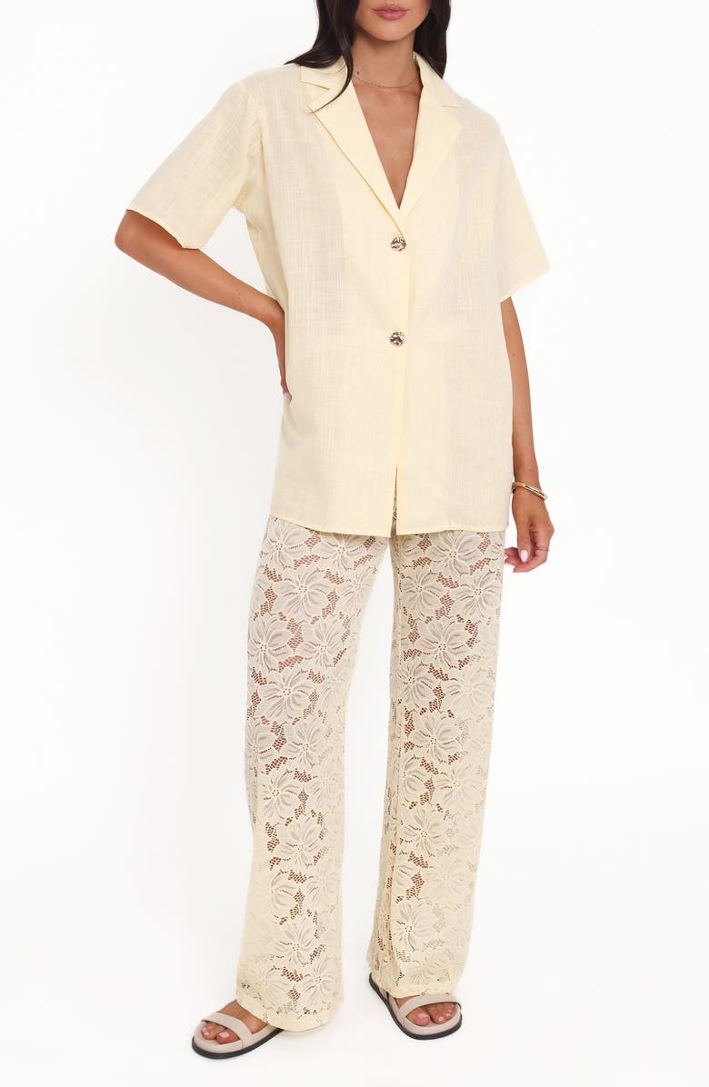 Petal & Pup Mindy Woven Shirt & Lace Pants, Main, color, Yellow
