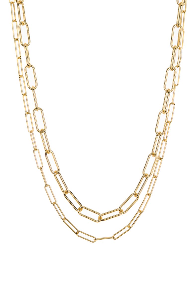 14K Gold Plated 3mm & 4mm Paperclip Chain Necklace Set, Main, color, GOLD