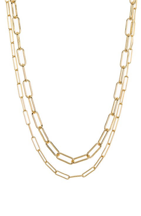 14K Gold Plated 3mm & 4mm Paperclip Chain Necklace Set