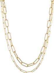 Adornia 14K Gold Plated 3mm & 4mm Paperclip Chain Necklace Set
