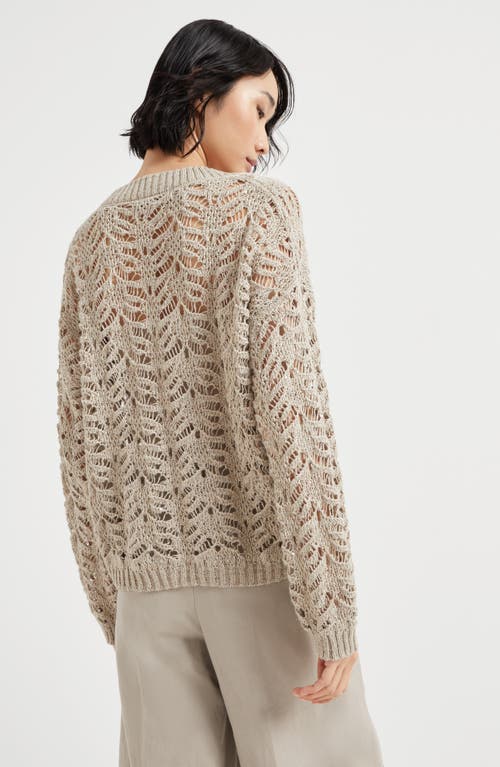 Brunello Cucinelli Light Beige Foliage Lace Sweater In Natural