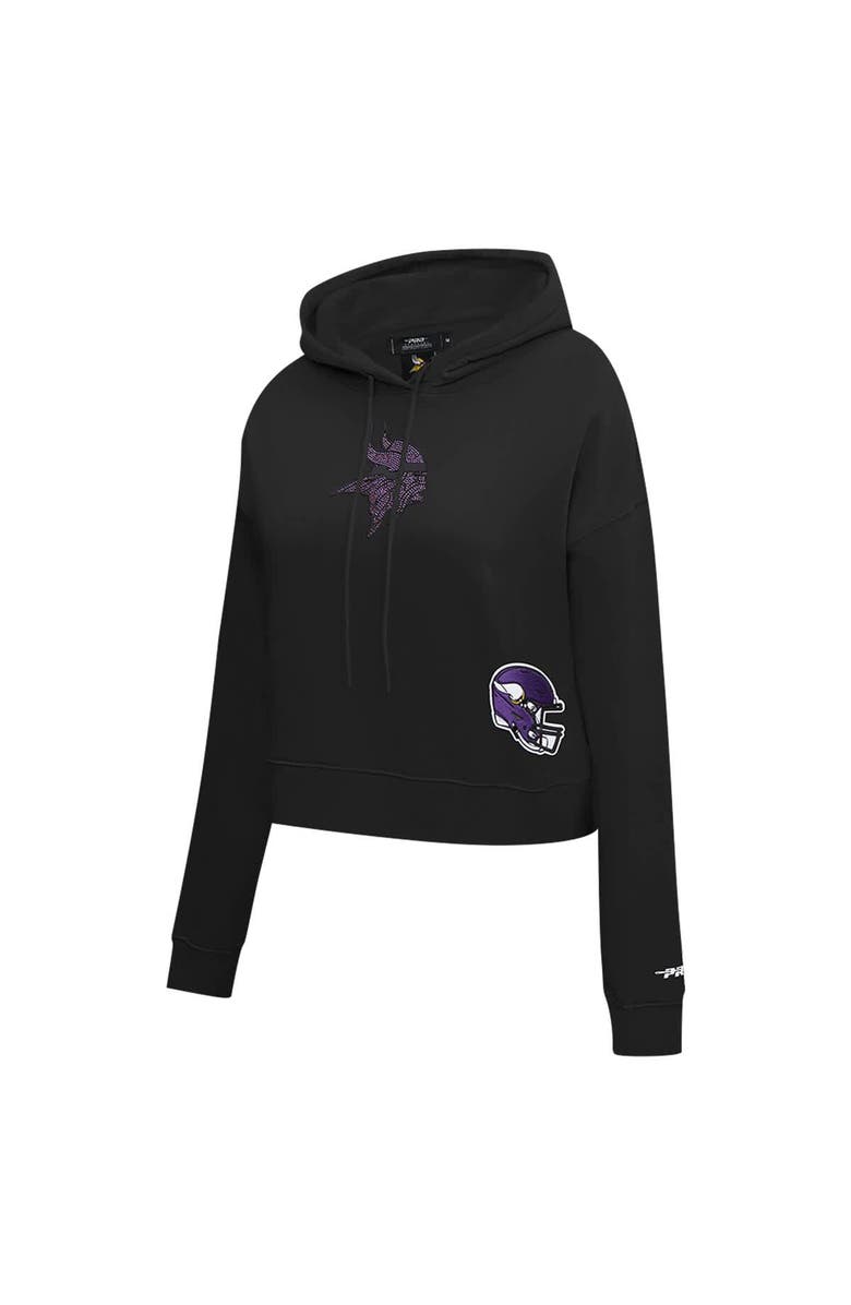 PRO STANDARD Women's Pro Standard Black Minnesota Vikings Jeweled Cropped Pullover Hoodie, Alternate, color, Black