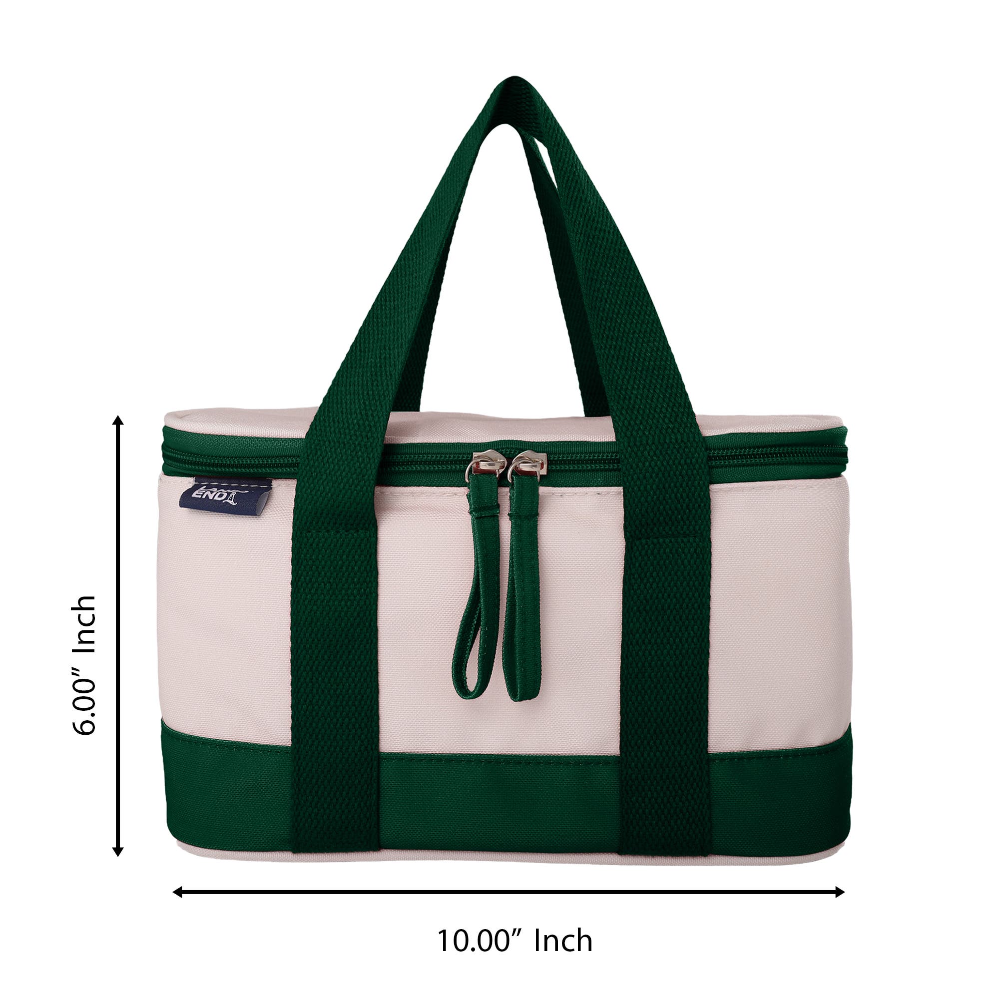Lands' End Rectangular Small Cooler Bag Insulated 1.5 Gal, Canvas Soft Cooler with Tote Handles and Zip Closure, Alternate, color, Kelly Green
