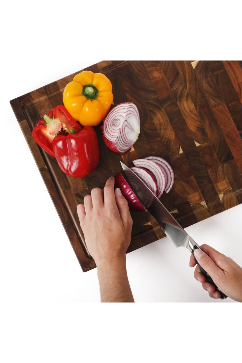 Edge Guard End Grain Acacia Wood Butcher Block Reversible Cutting Board, Alternate, color, Natural